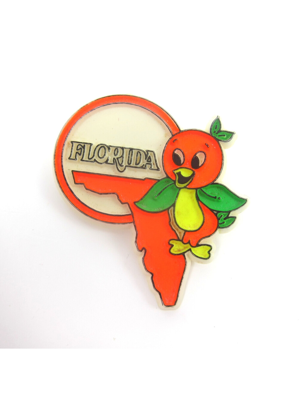 Disney 1970s Vintage Florida Orange Bird Mascot Plastic Pin Citrus Commission